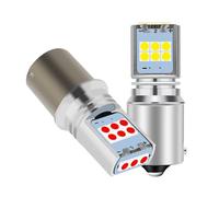 2 bombillas LED P21W 1156 BA15S, luces de freno for coche, BAU15S PY21W, intermitentes, luz de marcha atrás, rojo, y amarillo, 12 V(1156 BA15S White)