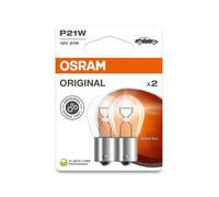 OSRAM ORIGINAL LINE 12V, P21W, lámpara de señalización, Base Metálica, Doble Blíster, (2 lámparas)
