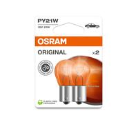 OSRAM ORIGINAL LINE 12V, PY21W, lámpara de señalización, Base Metálica, Doble Blíster, (2 lámparas)