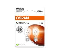 OSRAM ORIGINAL LINE 12V, W16W, Lámpara de señalización, Base Wedbe de Metal, Doble Blister (2 lámparas)