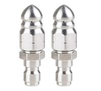 2 boquillas de agua de alta presión de acero inoxidable, boquilla de manguera de 1/4 pulgadas, boquilla de desagüe de canal, boquilla de desagüe para suciedad pesada