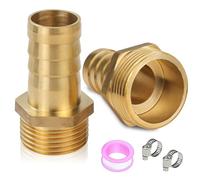 2 boquillas de manguera de latón de 1 1/2 pulgadas, 1 1/2 pulgadas AG x 38 mm, conector de manguera de rosca exterior con 2 abrazaderas de manguera, conector de manguera para mangueras de jardín y