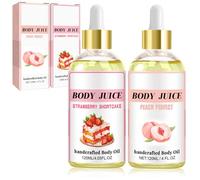 2 botellas Aceite de Jugo Corporal, Body Juice Oil,Aceite Corporal Hidratante, Aceite Body de Tarta de Fresa,Aceit de masaje corporal, para Todos los Tipos de Piel
