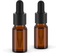 2 Botellas con cuentagotas Cristal Ámbar para Aceites Esenciales, Masajes, Aromaterapia, Botella de Laboratorio 10 ml