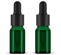 2 Botellas con pipeta cuentagotas Cristal Verde para Aceites Esenciales, Masajes, Aromaterapia, Botella de Laboratorio 10 ml
