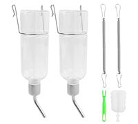 2 botellas de agua colgantes para mascotas, bebedero conejo, botella de agua para conejos, con cepillo de limpieza, botella de agua, 350 ml, para mascotas, botella transparente de capacidad