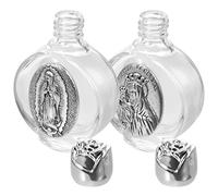 2 botellas de agua en relieve, botella de agua cristiana, decoración de bautismo, botella de agua de cristal María, botella de agua , botellas de vidrio transparente, mini