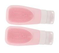 2 botellas de loción tipo empuje, contenedor de viaje, botella cosmética, botellas de viaje de silicona rosa, champú, botella vacía, artículos de tocador, botellas de viaje recargables, juego de crema
