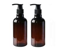 2 Botellas de plástico de 250 ml en Color ámbar de tereftalato de con pulverizador para Rellenar - recipientes herméticos con dosificador para Productos de Maquillaje, cosméticos, geles
