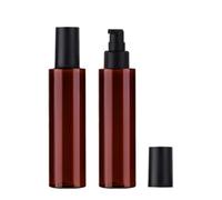 2 botellas de plástico marrón de 120 ml con dispensador de prensa de maquillaje vacía superior negra, frascos de almacenamiento de cosméticos para tóner, aceite esencial, 2 unidades