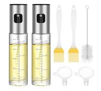 2 botellas de spray de aceite de oliva para cocinar, pulverizador de aceite de oliva de vidrio de 100 ml para cocinar freidora de aire, dispensador de botellas de vinagre de cocina en casa, con 2