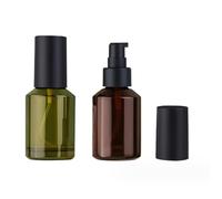 2 botellas de viaje de vidrio de 60 ml a prueba de fugas, botella de loción líquida, dispensador de loción, dispensador de jabón, contenedores de cosméticos con bomba negra (rojo vino y verde)