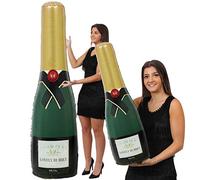 2 botellas inflables de champán: incluye 1 botella gigante de 180 cm de alto y 1 botella de 72 cm