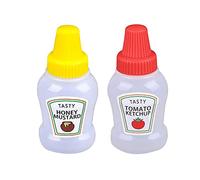 2 botellas ketchup, 25 ml recargables botella para aderezo tomate Ketchup May jarabe Squeeze contenedores botella, plástico portátil exprimible squirt condiments tarros