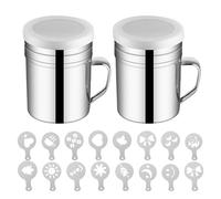 2 Botellas Para Agitar Polvo, 16 Moldes Para Agitar Polvo, Agitador De Polvo De Acero Inoxidable, Agitador De Cacao En Polvo, Herramientas Para Agitar Polvo