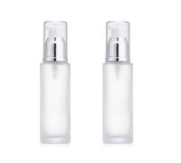 2 botellas vacías de vidrio esmerilado de 100 ml, rellenables, para cosméticos, artículos de tocador de viaje, frascos para crema, base, emulsión, aceite esencial