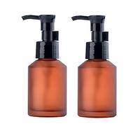 2 botellas vacías de vidrio esmerilado rojo esmerilado de 60 ml, dispensadores de jabón cosmético, frascos con bombas negras para loción, líquido de maquillaje, aceite, champú