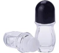 2 botellas vacías de vidrio negro de 50 ml con bola de rodillo de plástico, contenedores de botellas enrollables, botellas de masaje a prueba de fugas con tapa para aceites esenciales, perfumes,