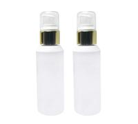 2 botellas vacías recargables de plástico blanco de 100 ml con bomba dorada, dispensador de cosméticos, contenedor de almacenamiento para base de esencia y emulsión limpiadora