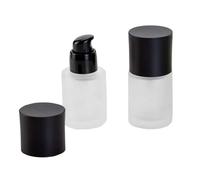 2 botes de loción de vidrio esmerilado vacíos de 30 ml con tapa de polvo negra, para maquillaje, cosméticos, maquillaje, artículos de tocador líquidos, contenedor de almacenamiento cosmético