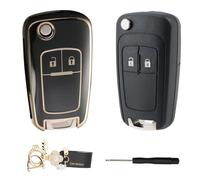 2 Botones Carcasa Llave con Funda Silicona Llave Coche para Chevrolet Aveo Matiz Cruze Captiva Spark Orlando Trax Opel Astra J Insignia Meriva Adam Carcasa Llaves Mando a Distancia con Llavero Set
