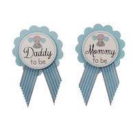 2 botones para futuros pap s y mam s Elefante Baby Shower Es un ni o para que los padres lo usen Azul y blanco Sprinkle
