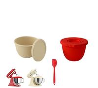 2 Bowls de Silicona Plegables con Tapas (Antisalpicaduras Abierta + Tapa Hermética) + Espátula - Antiadherente, Grado Alimenticio. Accesorios para KitchenAid 4.5 y 5 Qt