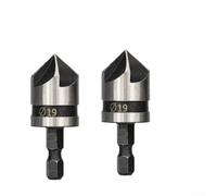 2 brocas avellanadas para madera y metales blandos con acero al carbono tratado térmicamente y vástago hexagonal de 1/4 pulgadas (19 mm)