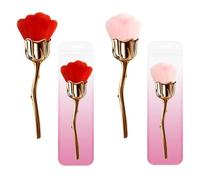 2 brochas de maquillaje en polvo con diseño de rosas, brochas para rubor facial, polvo suelto, prensado, cepillos limpiadores de uñas, para mezclar, pulir y formar contornos