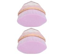 2 Brochas de Maquillaje para Base de Rombos con Parte Superior Plana Morada con Caja de Almacenamiento, Cerdas de Fibra, Ocultación Precisa, Fácil Aplicación de Maquillaje, Larga