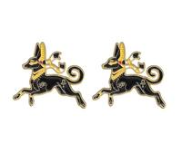 2 broches Anubis - Dios egipcio del más allá, diseño de chacal negro con detalles dorados y rojos, joyería egipcia única