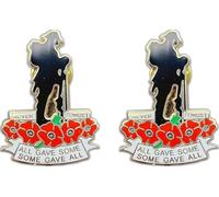 2 broches de amapola con texto en inglés "Lest We Forget Remembrance Day" para decoración del día del recuerdo, soporte de soldado solitario