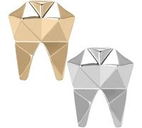 2 Broches De Dientes De Moda, Broches Geométricos Creativos con Forma De Diente, Alfileres De Solapa Clásicos, Insignias De Aleación Personalizadas para Atuendos Casuales Y Regalos.