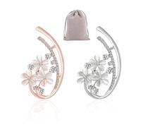 2 Broches De Flores Con Diamantes De Imitación Y 1 Bolsa De Almacenamiento Gris, Broche De Plata De Oro Rosa, Broche Vintage Para Mujer, Para Niñas Y Mujeres