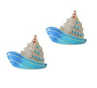 2 broches de velero de diamantes de imitación azules, joyería náutica de aleación para mujer, perfectos para entusiastas de la navegación, regalos para amantes del océano