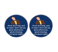 2 broches esmaltados clásicos de película, buenos días y en caso de que no te veo, buenas tardes, buenas noches y buenas noches, accesorios para fanáticos de los amantes de la película