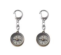 2 brújula de metal de aleación de zinc vintage dorada con cadena, llavero de brújula de camping, herramientas de navegación, llavero, brújulas electrónica y gadgets accesorios de recreación