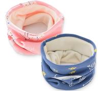 2 Bufandas Algodón Niños,Pañuelos de Cuello de Bebé de Invierno Bufanda de Cuello de Niño,Calentador Cuello Infantil Multiuso Cálido Pañuelo Circular a Prueba de Viento, 2 Estilos