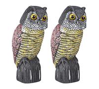 2 búhos espantapájaros, Cabeza giratoria, Decoración de jardín, Ahuyentador de Aves, Multicolor