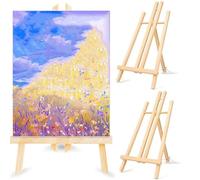 2 caballetes de madera, 19 x 30 cm, pequeño caballete de madera para cuadros, soporte decorativo, plegable y ahorra espacio, caballete de mesa de madera pequeño, caballete infantil para pintura, arte