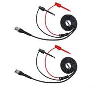 2 cables BNC a gancho de prueba dual, cables de sonda de osciloscopio de 120 cm con 50 ohmios coaxiales, clips rojos y negros para pruebas y medición de laboratorios