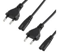 2 cables de alimentación EU Plug C7 Bipolar 2 cables, 1,5 m, cable de alimentación Figura 8 Euro para TV, consola y dispositivos electrónicos, cable de TV de alimentación segura para uso doméstico