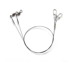 2 cables de pesca con cierre giratorio DuoLock, alambre de titanio con pin de acero inoxidable, función antibobinado para peces depredadores (35 cm, 18 kg)