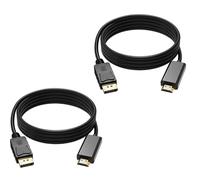 2 cables DisplayPort a HDMI de 1,8 m, adaptador de cable 4K DP a HDMI, 30 Hz unidireccionales DP a HDMI macho a macho, compatible con PC, TV, monitor, proyector, laptop, Dell HP