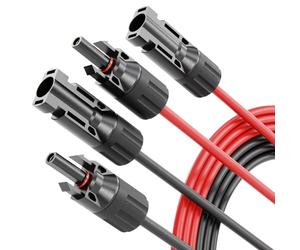 2 cables solares de 2 metros, 4 mm2, H1Z2Z2-K, negro y rojo, cable fotovoltaico, 4 mm2, resistente a los rayos UV, cable solar de 4 mm2, cable fotovoltaico, accesorios de montaje fotovoltaico, cable