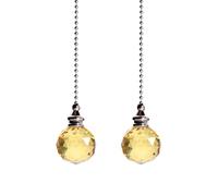2 cadenas de tracción para ventilador de techo, extensión de cadena de luz con bola de prisma de cristal, cable de cristal para lámpara de dormitorio, cadena decorativa para ventilador, cadena de