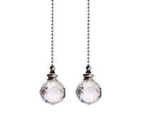2 cadenas de tracción para ventilador de techo, extensión de cadena de luz con bola de prisma de cristal, cable de cristal para lámpara de dormitorio, cadena decorativa para ventilador, cadena de