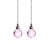 2 cadenas de tracción para ventilador de techo, extensión de cadena de luz con bola de prisma de cristal, cable de cristal para lámpara de dormitorio, cadena decorativa para ventilador, cadena de
