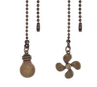 2 cadenas de tracción para ventiladores, cadena de bolas con conector, cadena decorativa de latón, para bombilla y cable de ventilador (ventiladores y bombillas)