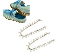 2 cadenas de zapatos de perlas y diamantes de imitación para tenis, elegante decoración de calzado, accesorios glamurosos para personalizar tenis con estilo